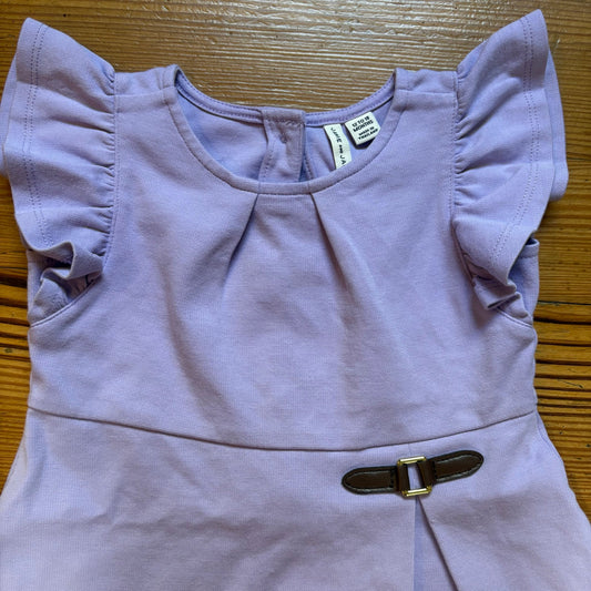 Janie and Jack light purple flutter sleeve leather buckle dress SIZE 12-18M