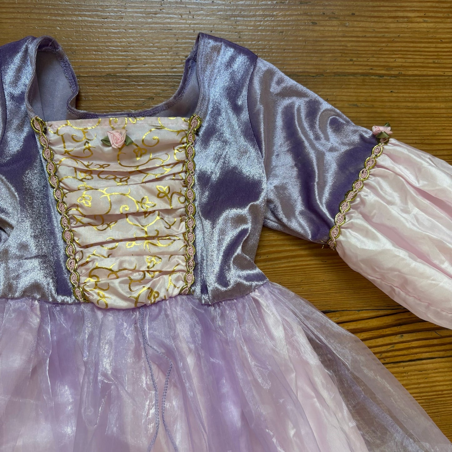 Disney Rupunzel purple pink velvet tulle floral princess dress SIZE 3-5