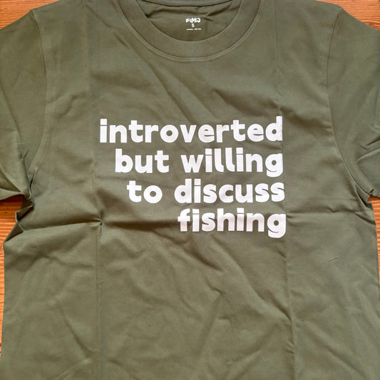 NWT army green introvert fishing graphic short sleeve shirt SIZE S
