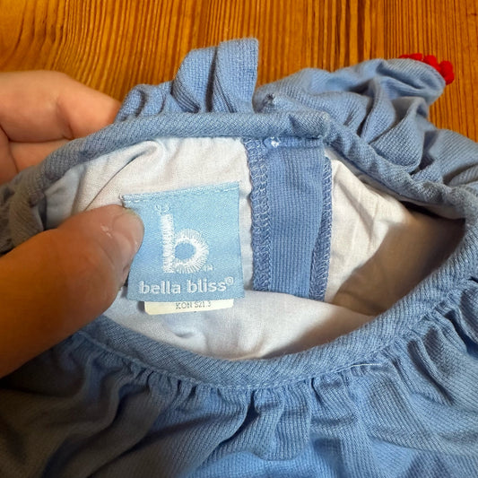 Bella Bliss blue red pompom trim tank dress SIZE 4