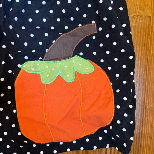 Handmade black white polkadot pumpkin applique sleeveless dress SIZE 2T