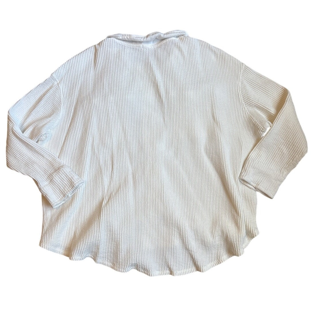 Dip cream waffle knit button down long sleeve shirt SIZE 3X