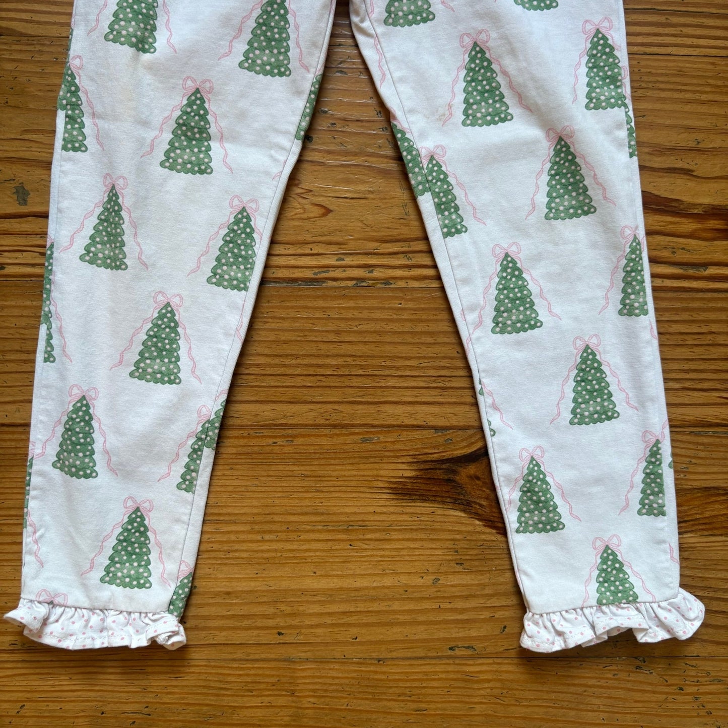 Cecil and Lou white holiday Christmas tree ruffle bottom pajama pants SIZE 3T