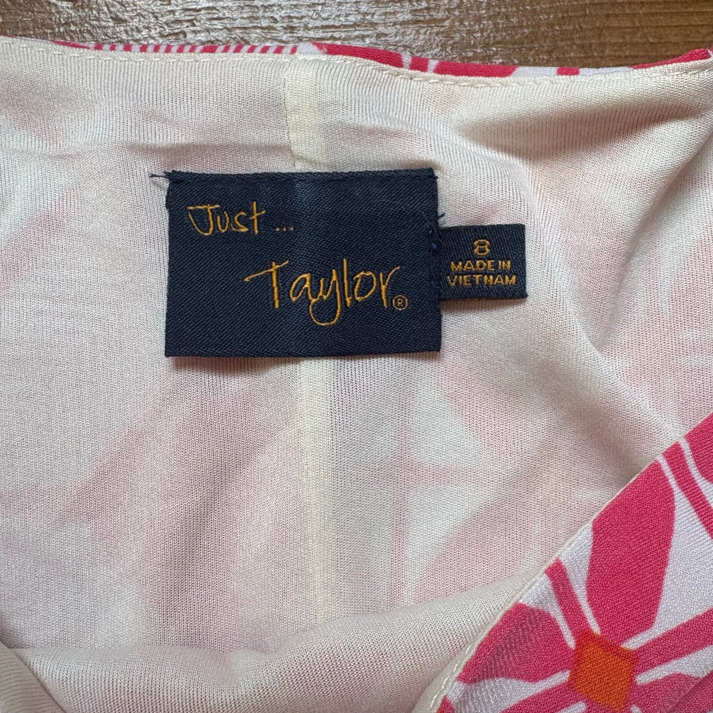 Just... Taylor pink floral geometric quarter sleeve a line mini dress SIZE 8