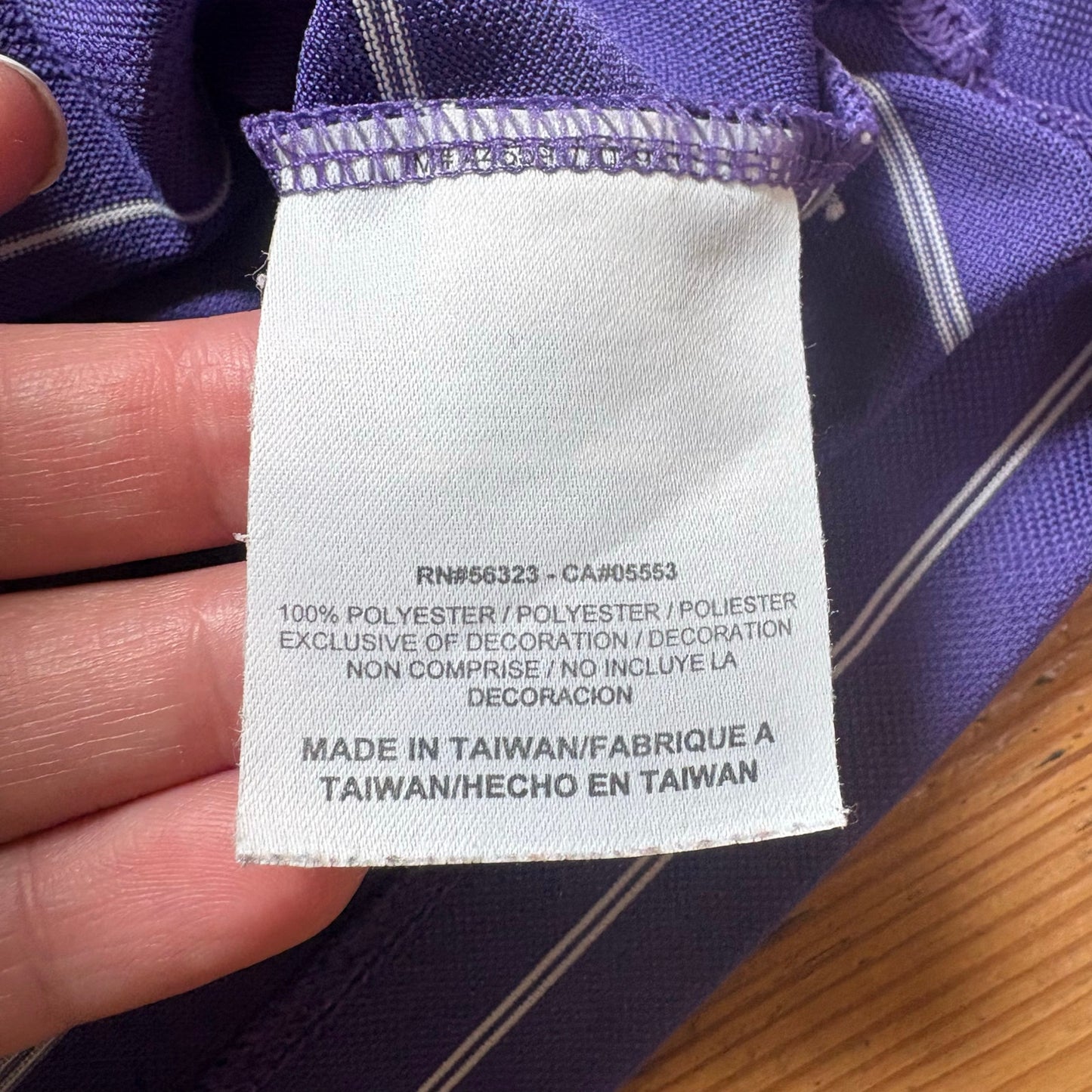 Nike Dri Fit purple striped short sleeve womens polo shirt SIZE M