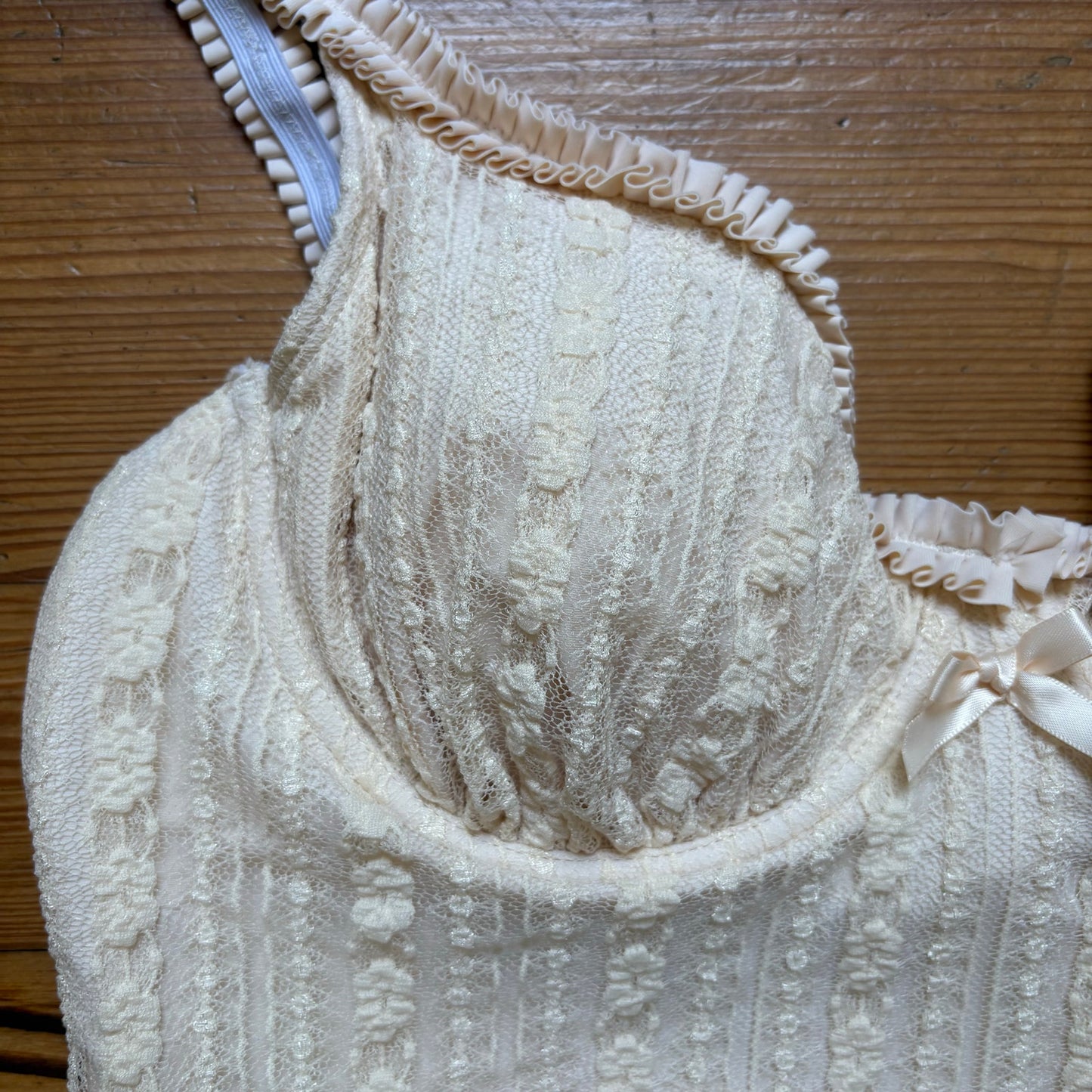 Shein beige lace bustier high waisted open back one piece swimsuit SIZE XL