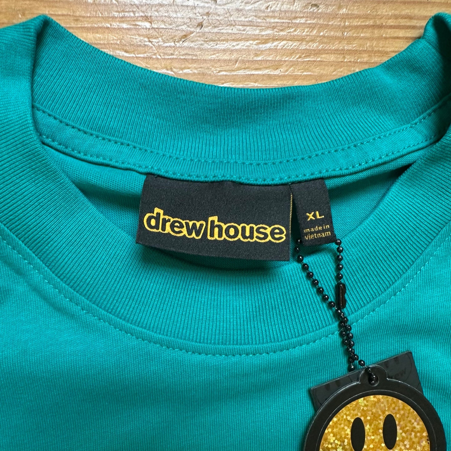 NWT Drew House teal yellow smily face short sleeve graphic shirt SIZE XL