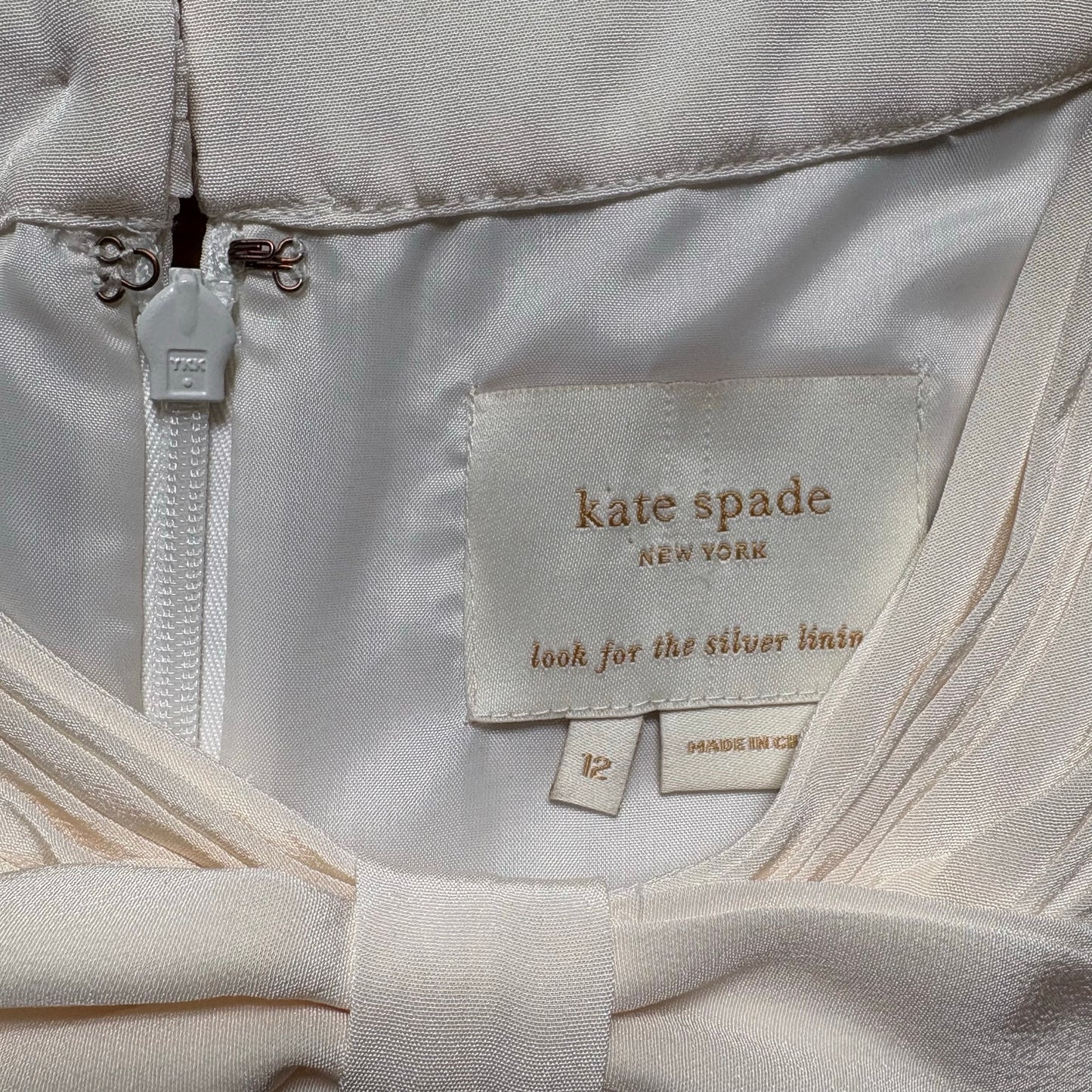 Kate Spade white silk bow purple tweed bottom sleeveless dress SIZE 12