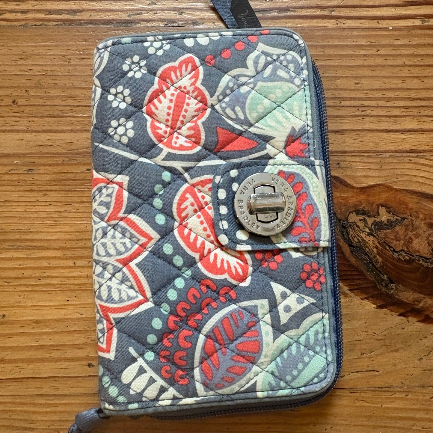 Vera Bradley gray pink floral paisley shoulder bag wallet set