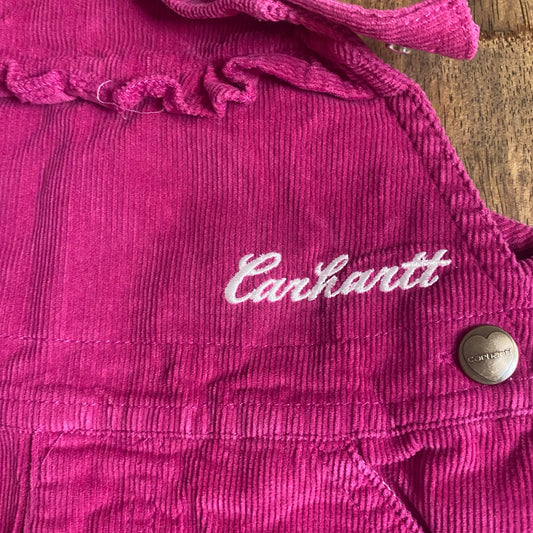 Carhartt pink corduroy ruffle snap adjustbale overall pants SIZE 3T