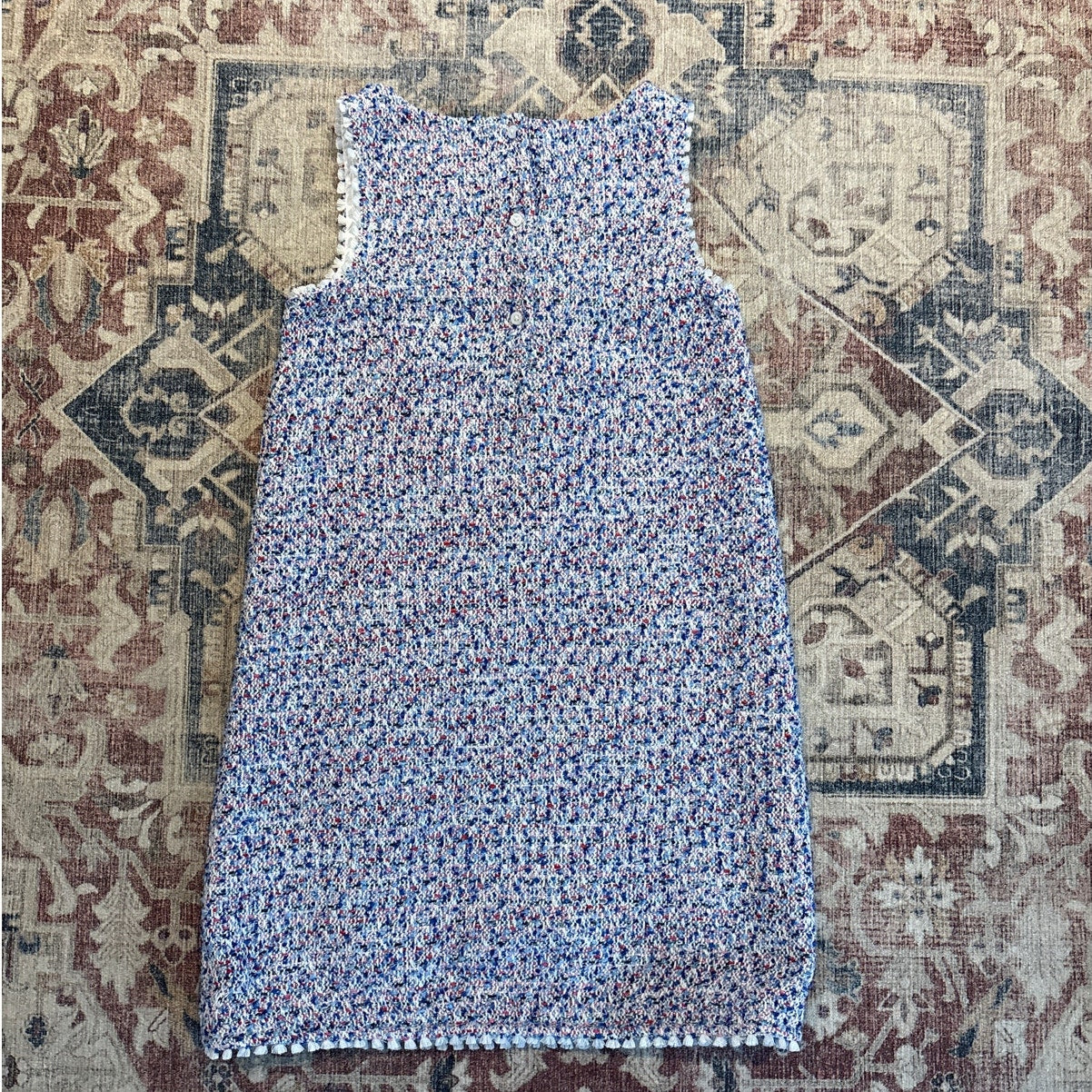 Janie and Jack blue tweed sleeveless lace front dress SIZE 12