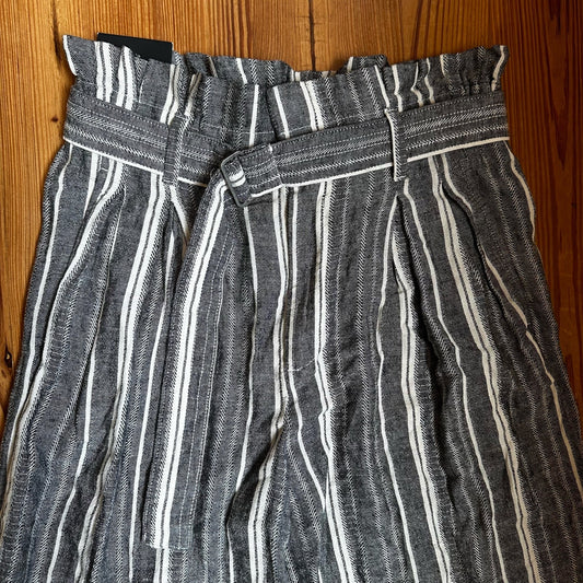 NWT Banana Republic gray white stripe high rise wide leg linen pants SIZE 4