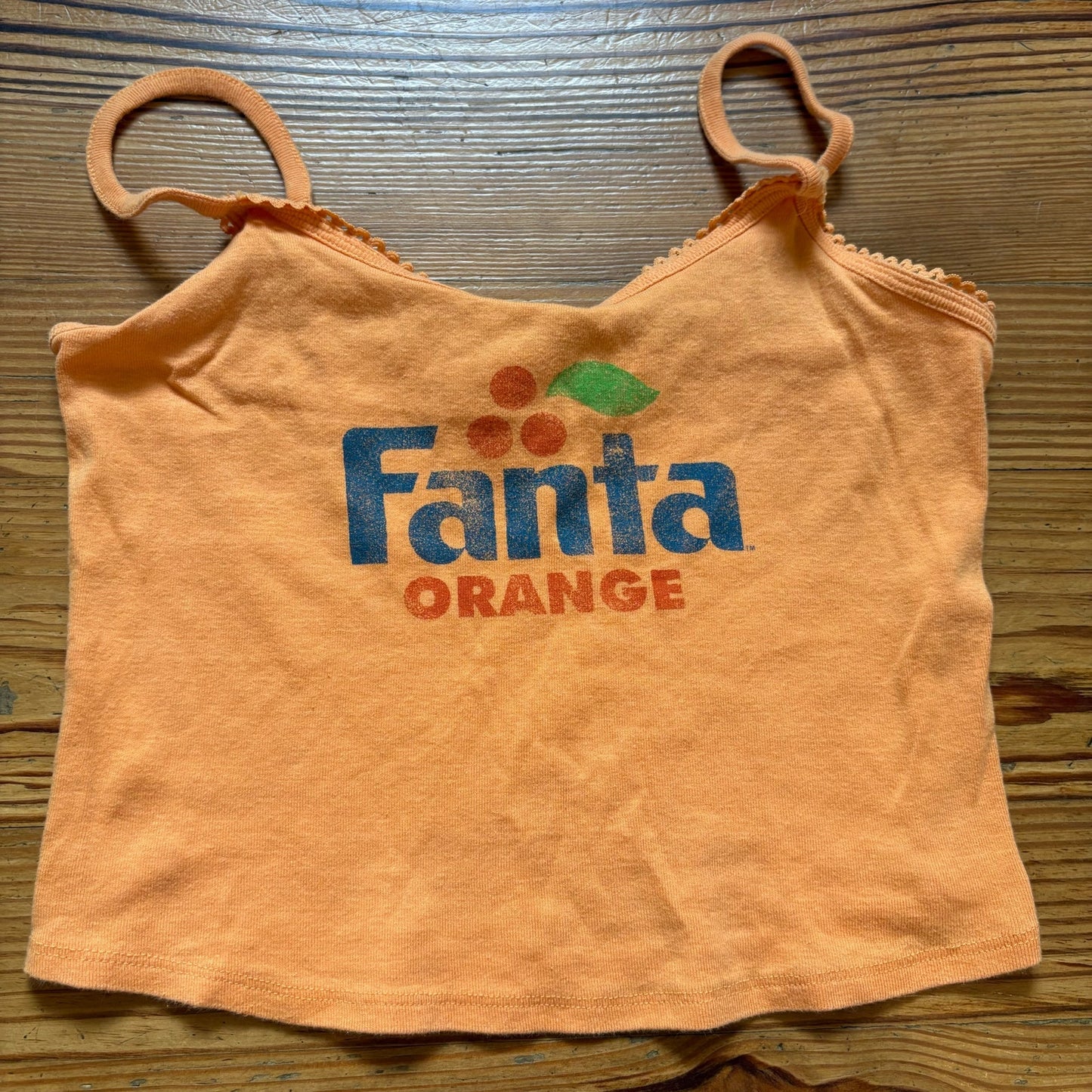 Coca Cola orange Fanta soda graphic adjustable cami top SIZE L