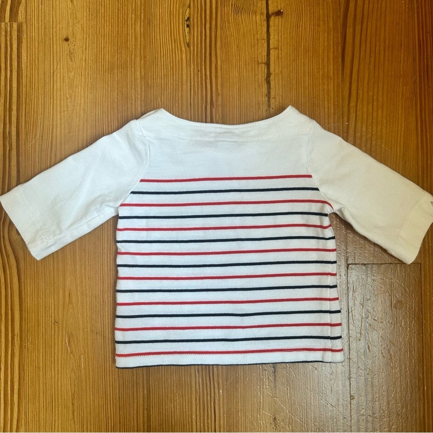 Janie and Jack red blue striped 3/4 sleeve nautical button shirt SIZE 3/6M