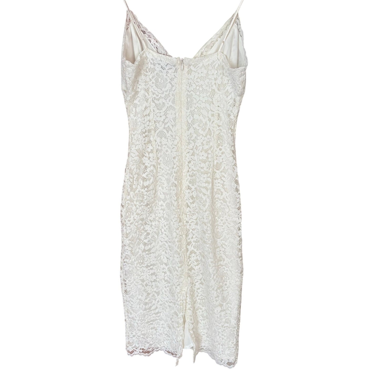 Express ivory white lace overlay bodycon spaghetti strap midi dress SIZE XS