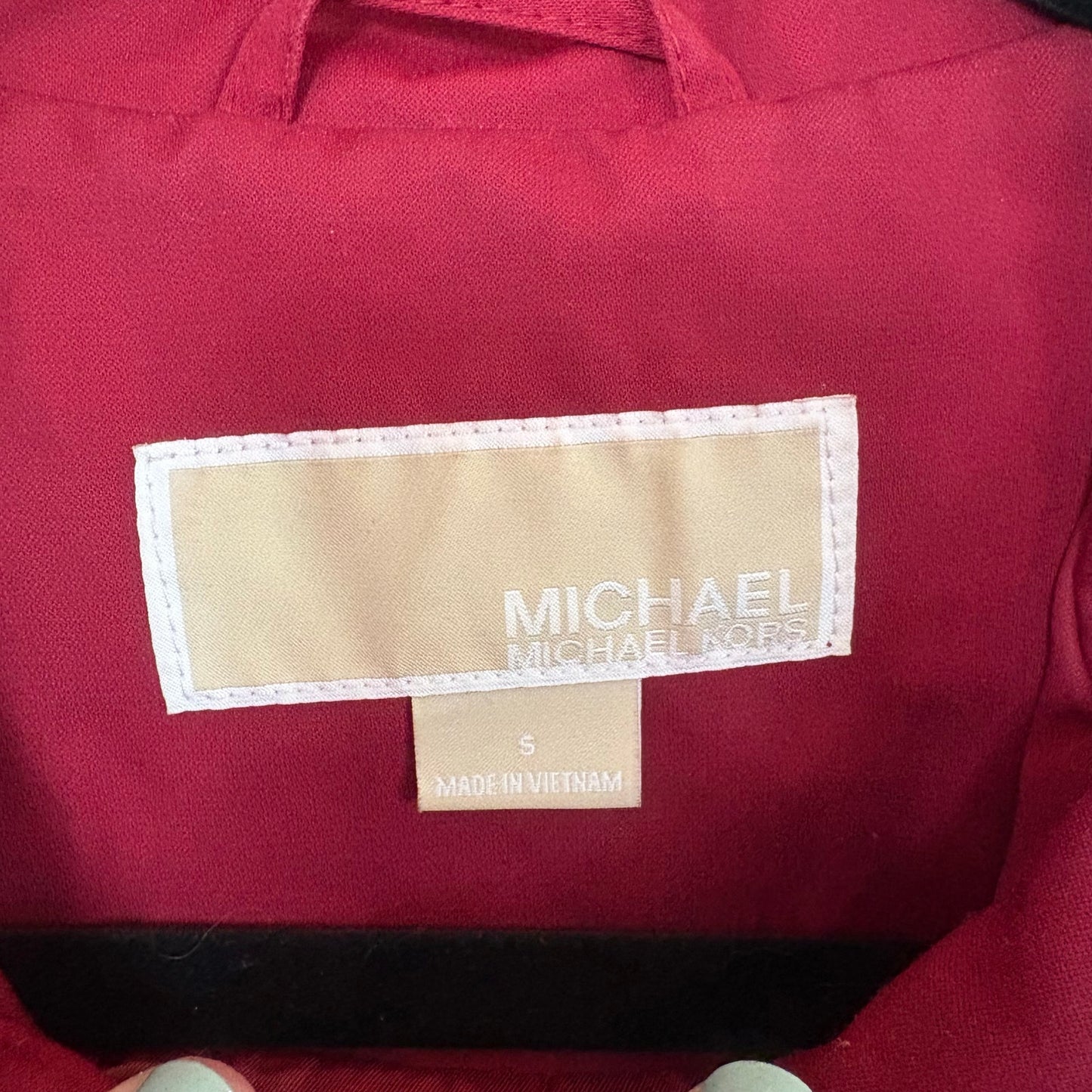 Michael Kors dark red hooded belted womens trench coat SIZE S