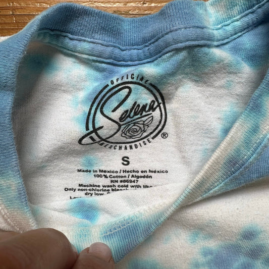 Official Selena Merchandise blue white tie dyed short sleeve graphic shirt SIZE S