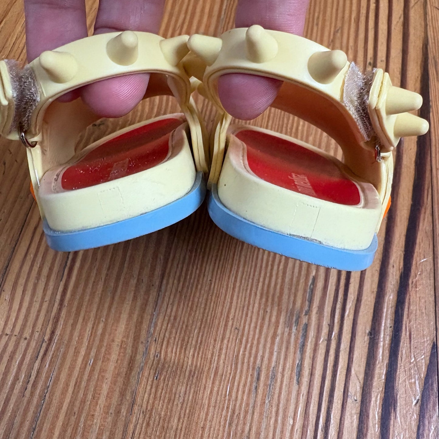 Mini Melissa yellow monster face rubber spiked slip on sandals SIZE 7