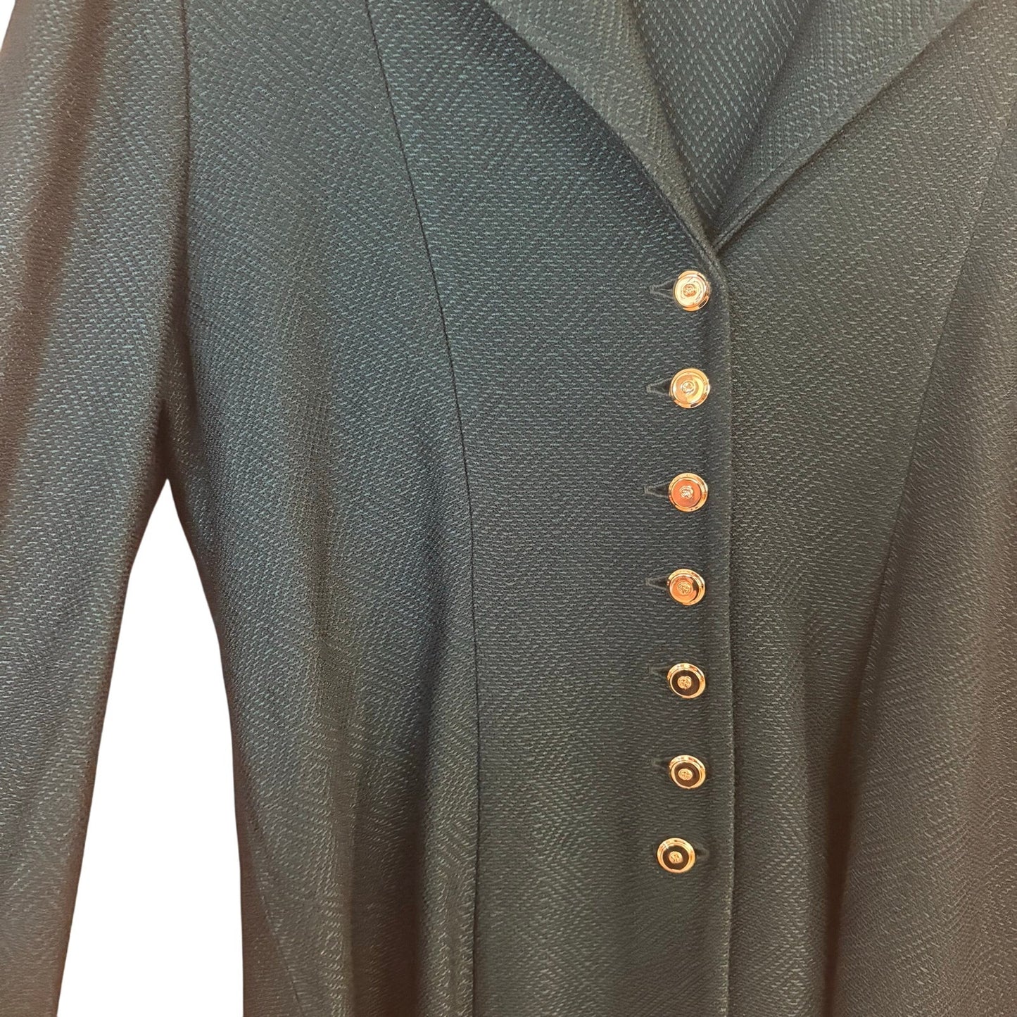 St. John dark emerald knit green gold toned buttons womens blazer SIZE 8