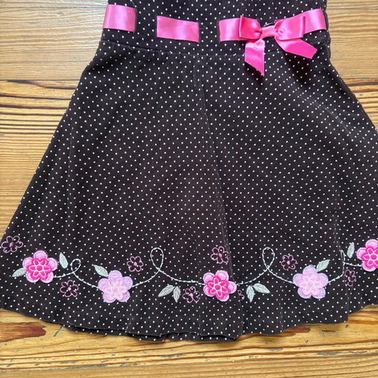 Blueberi Boulevard brown corduroy pink polkadot floral sleeveless dress SIZE 3T