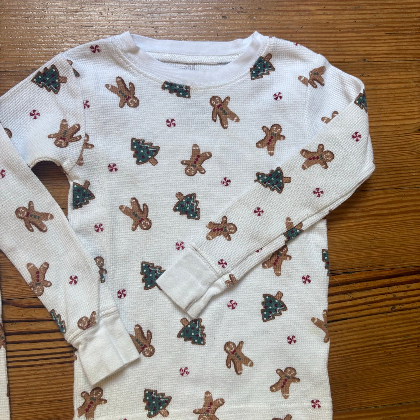 Carter's white thermal Christmas long sleeve pant toddler pajama set SIZE 3