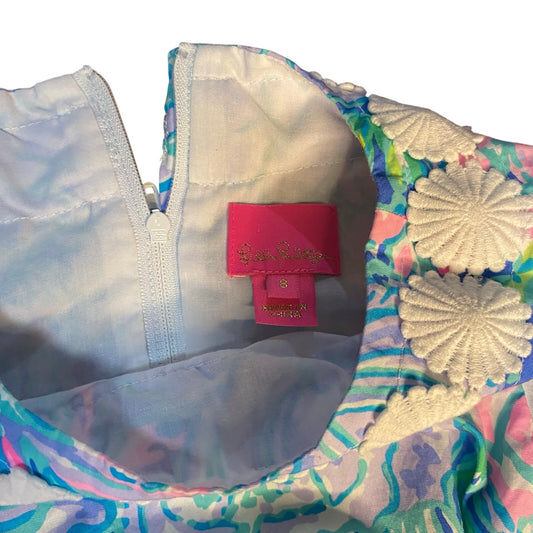 Lilly Pulitzer pastel neon floral sleeveless front pocket girls dress SIZE 8