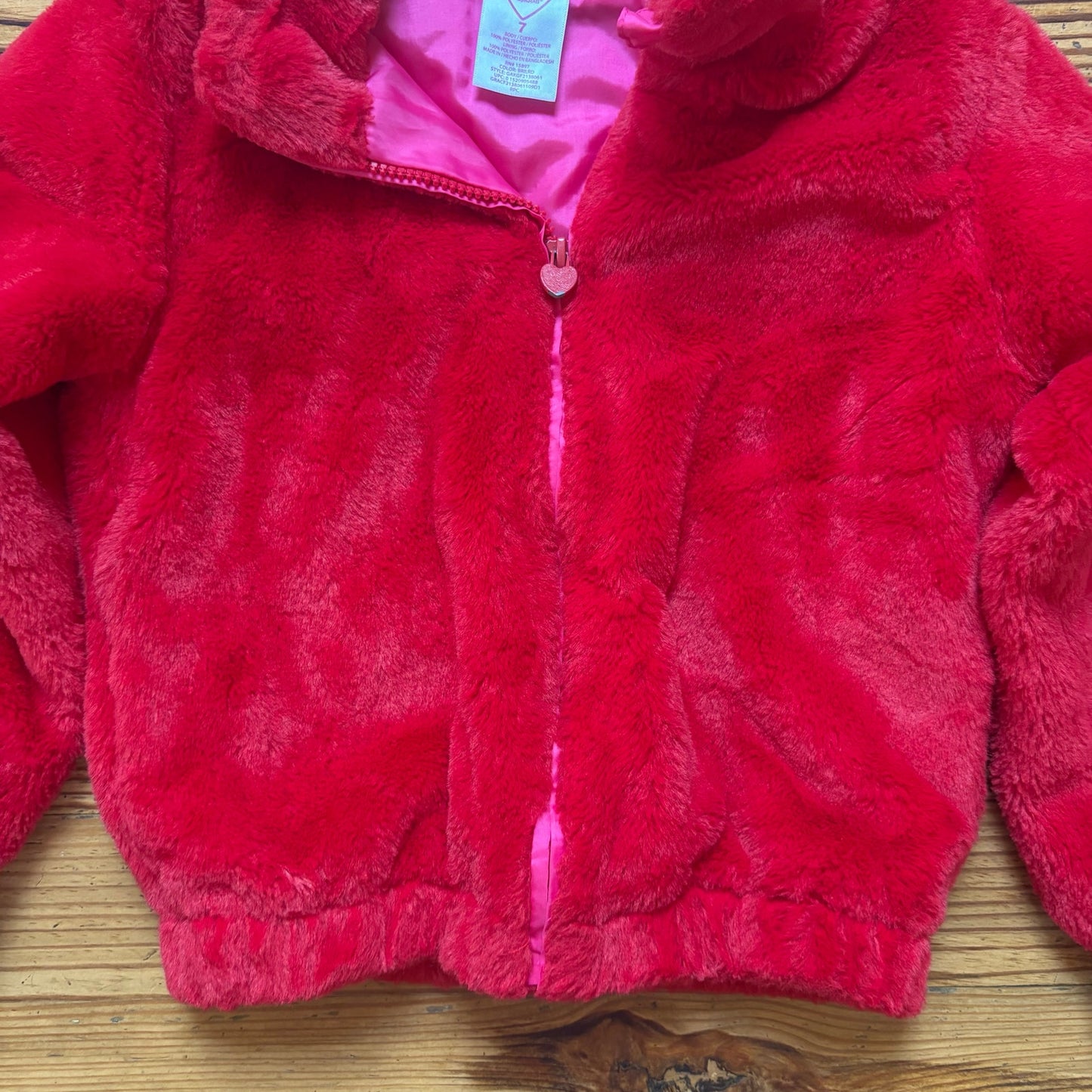 Garanimals red faux fur warm cozy full zip girls coat SIZE 7