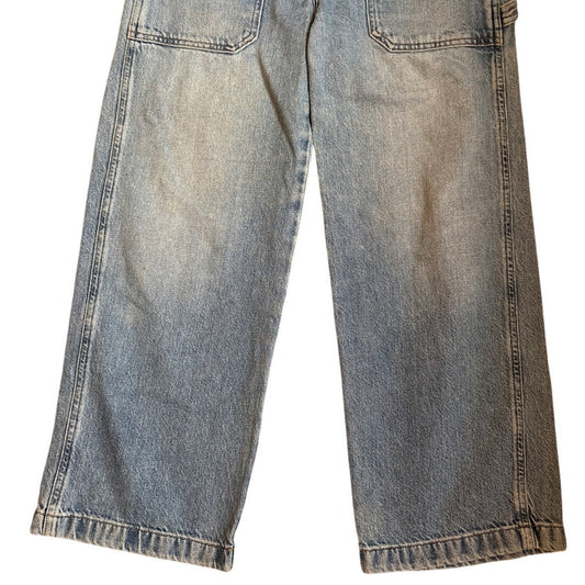 VTG Wrangler light wash carpenter cargo button fly jean pants SIZE LW27 L32