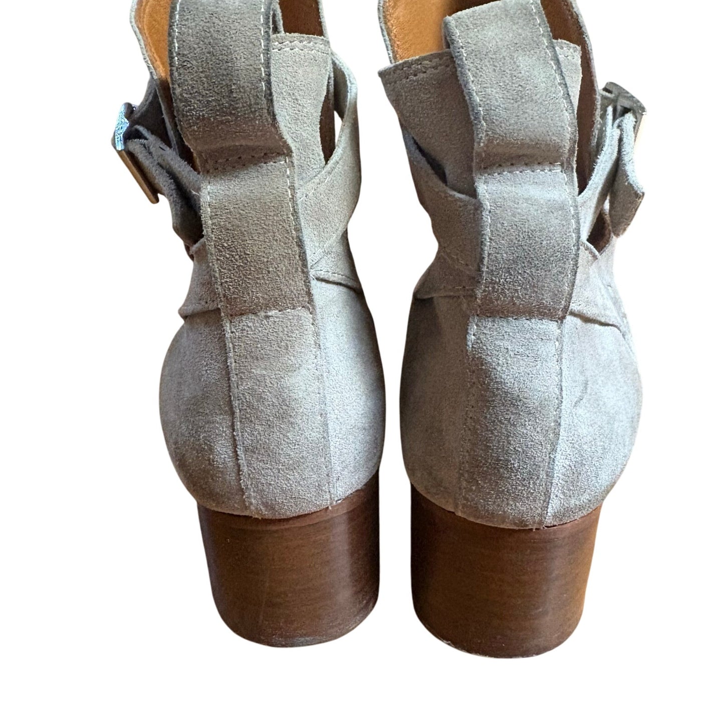 Rag & Bone Walker buckle gray suede leather heeled booties SIZE 10