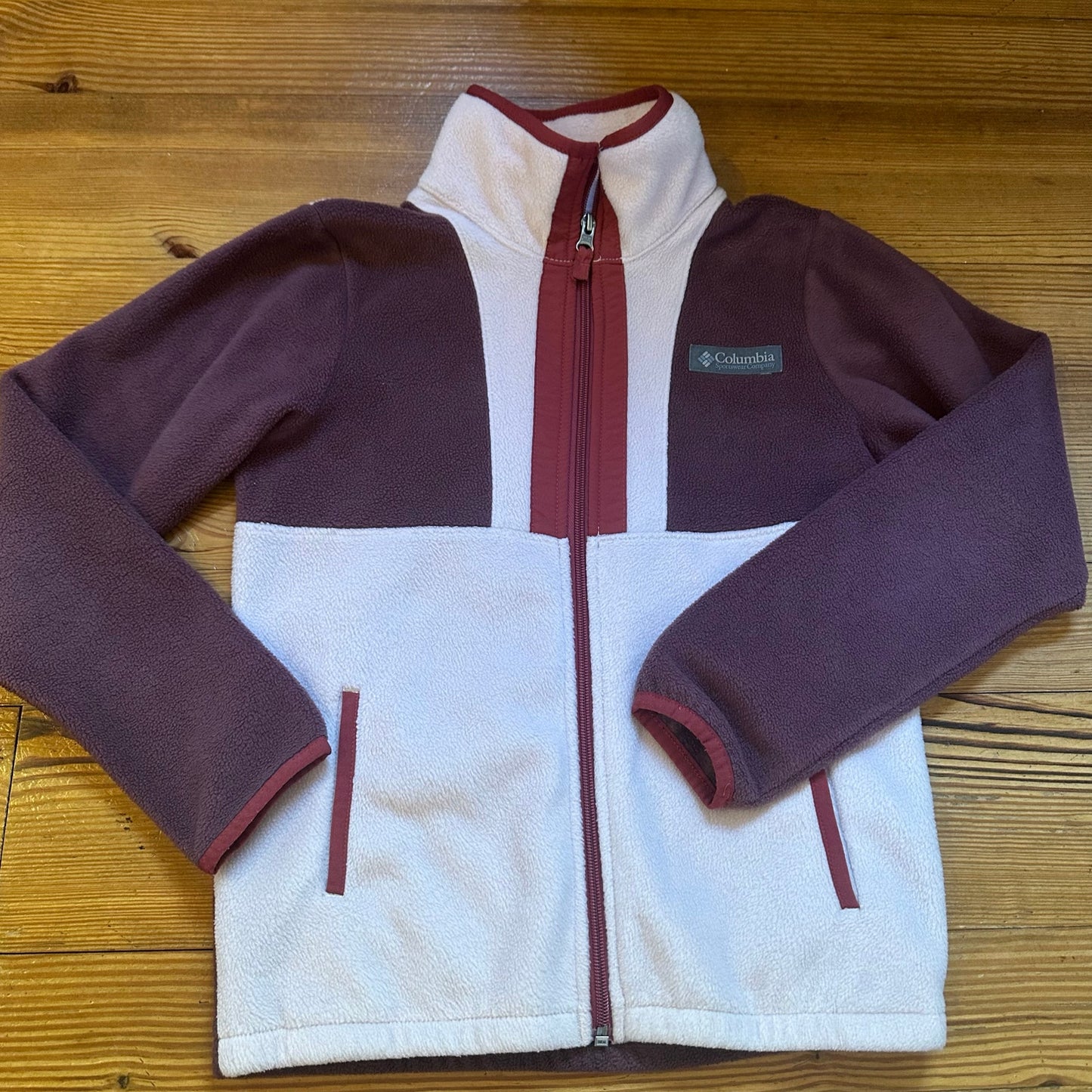 Columbia pink dark red two toned full zip sweater SIZE M