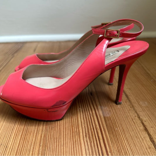 Nicholas Kirkwood pink slingback platform peep toe pumps SIZE 36.5/ US 6