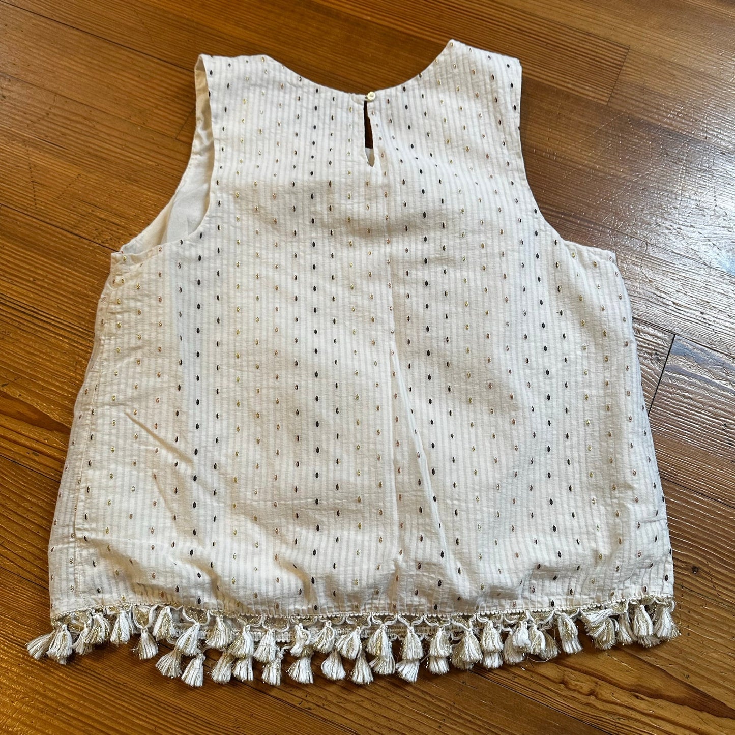 A New Day white gold pattern tassel accent tank shirt SIZE L