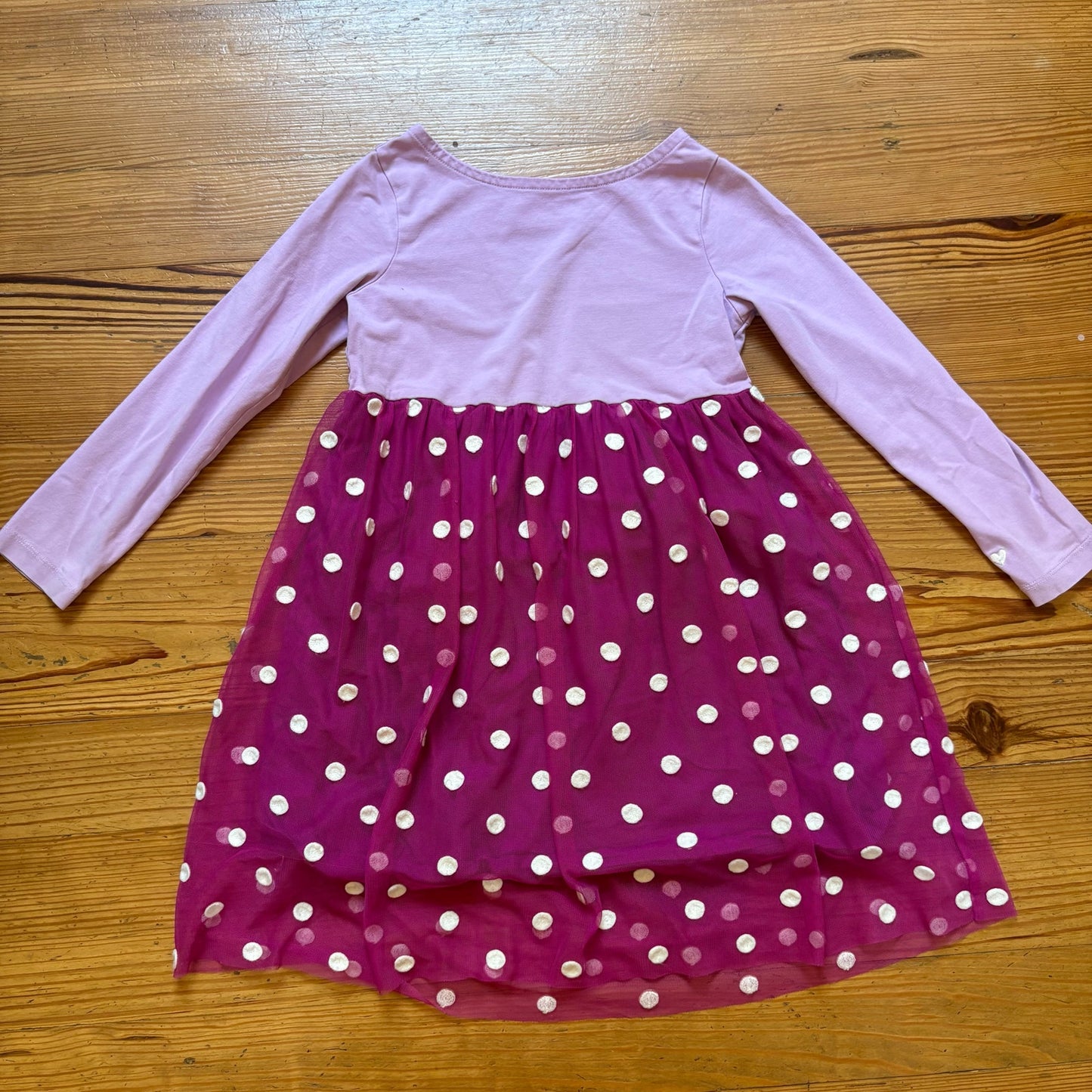 Hanna Andersson purple white polka dot long sleeve tutu dress SIZE 6