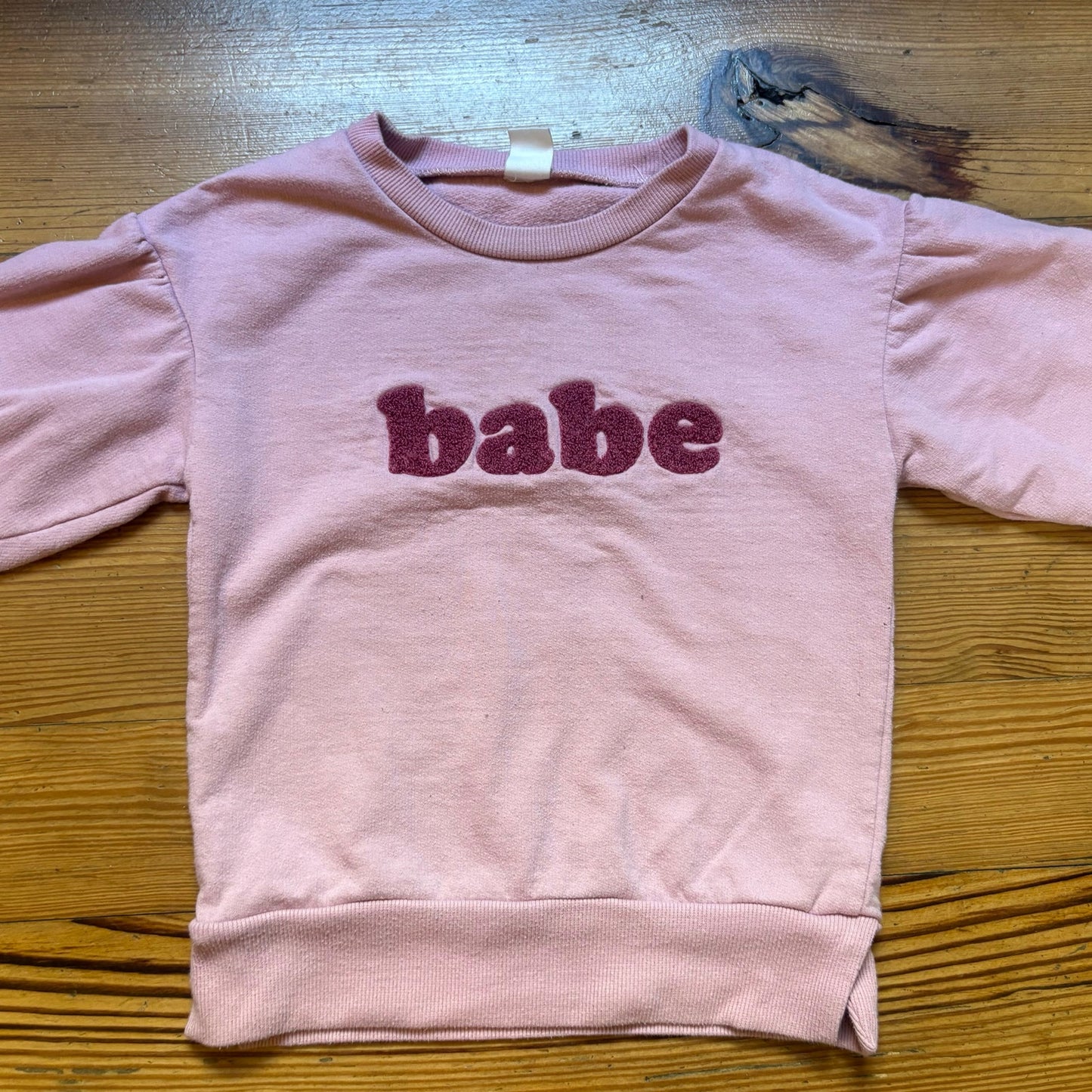 PL Baby pink Babe long puff sleeve toddler sweatshirt SIZE 24M