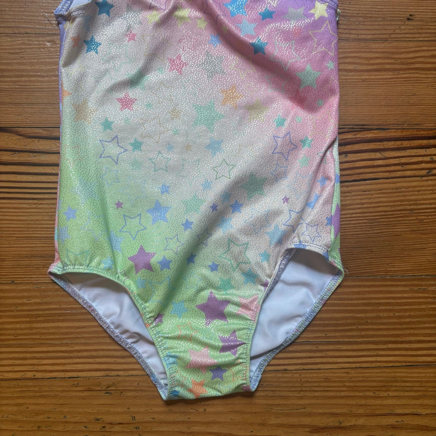 Colorful pastel star sleeveless athletic girls gymnastic bodysuit SIZE 3-4