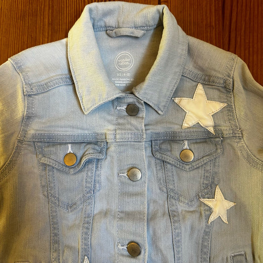 Wonder Nation light blue star applique jean jacket SIZE 4/5