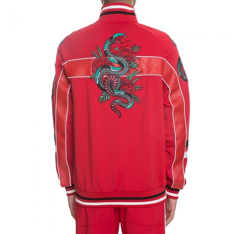 Reason Clothing Viper Track jacket red snake embroidered cobra skin rose SIZE XL
