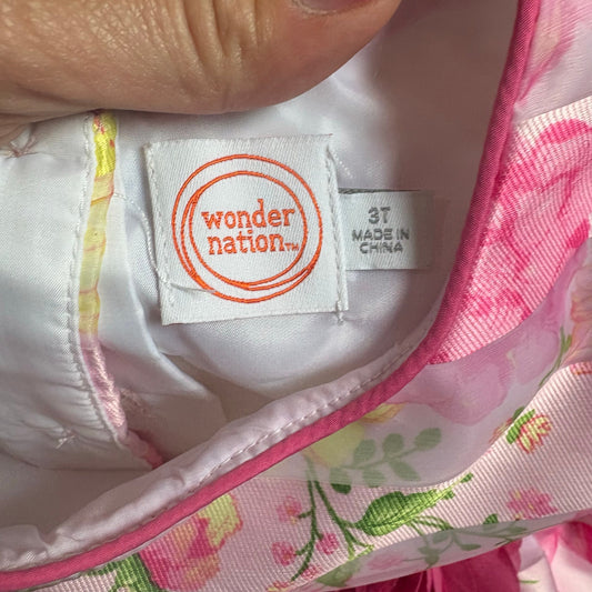 Wonder Nation pink floral sheer accent sleeveless party dress SIZE 3T