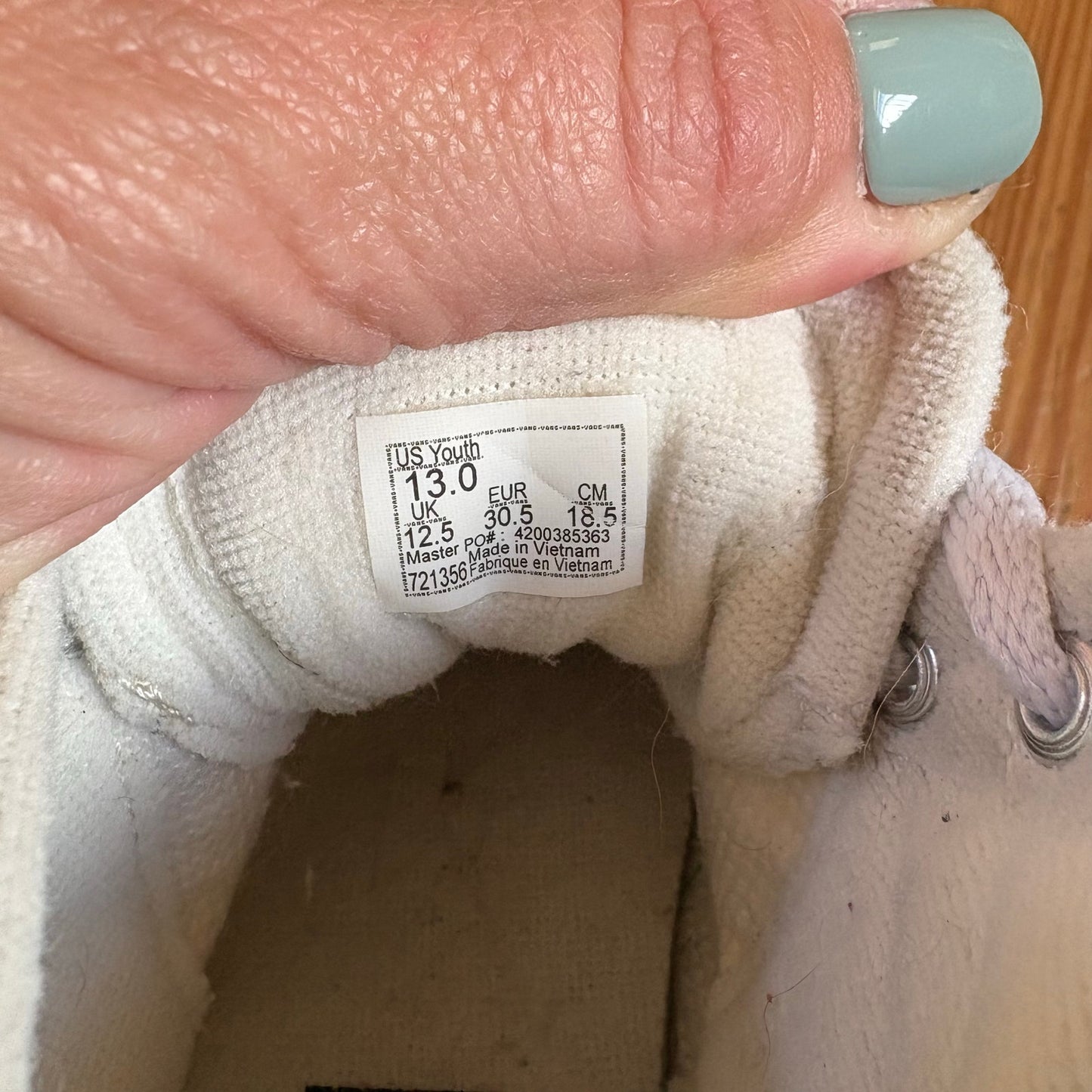 VANS white butterfly embroidered high top lace sneakers SIZE 13