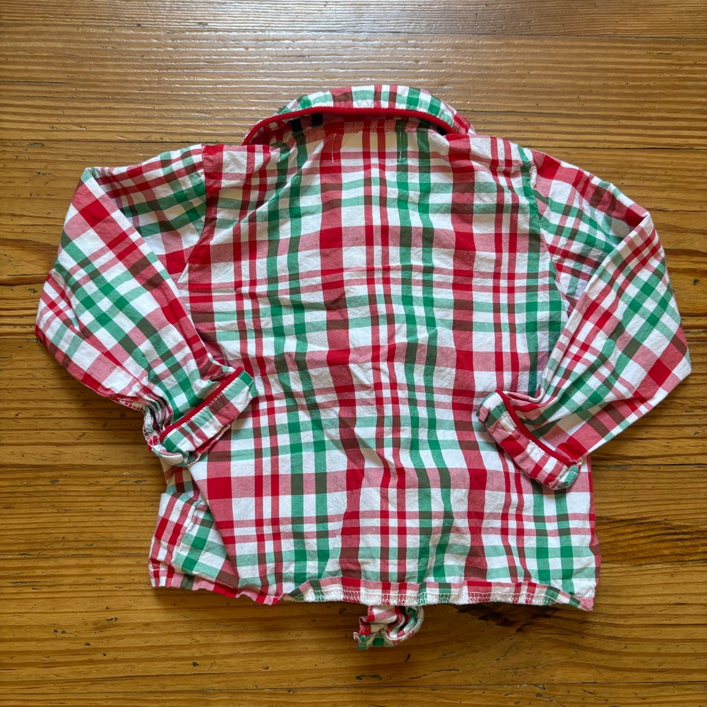 Cecil and Lou red green holiday button up long sleeve toddler shirt SIZE 18M