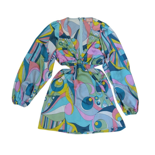 Show Me Your Mumu Go Out Cutout blue green retro mini dress SIZE S