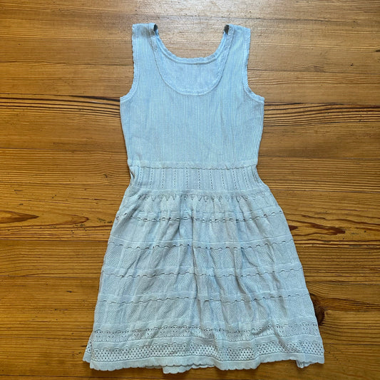 TheyLook light blue ribbed knit fit flare tiered tank dress SIZE M