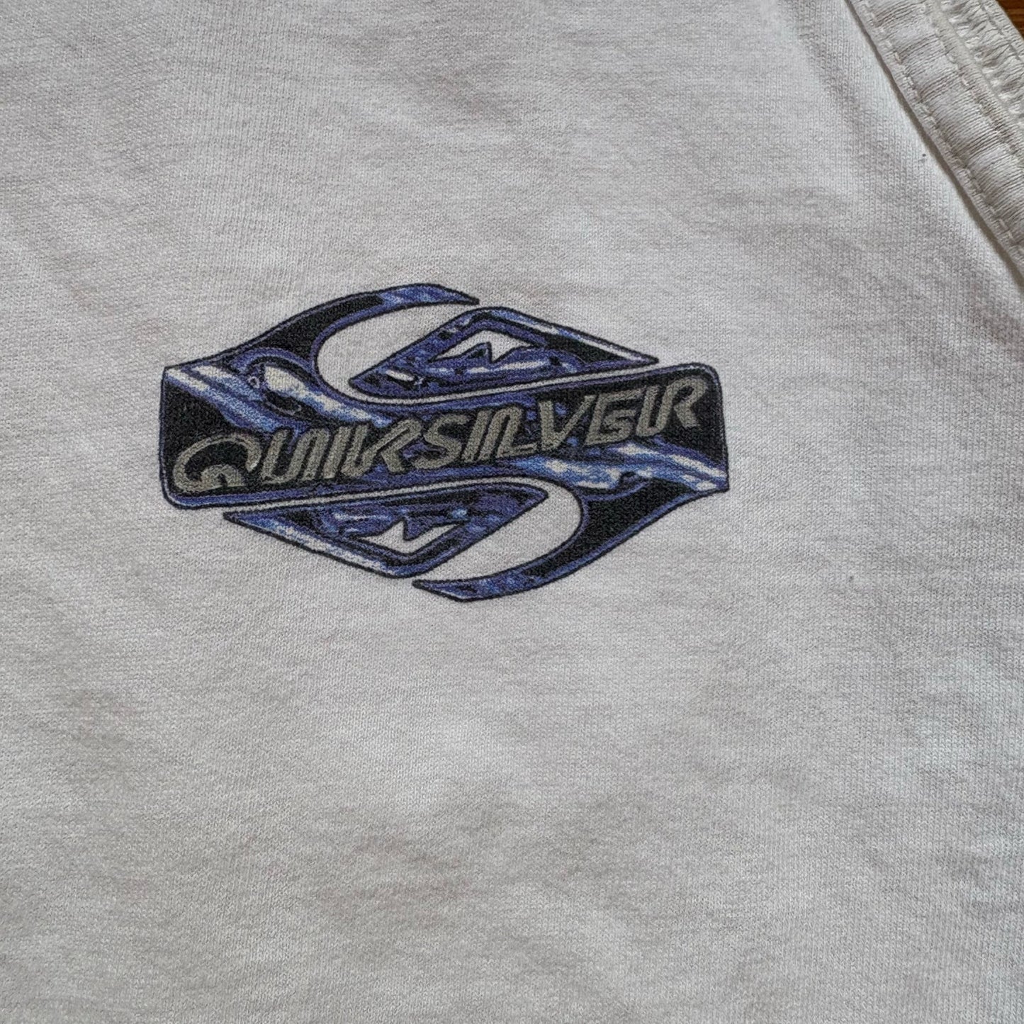 Quiksilver white y2k blue graphic cotton tank SIZE M