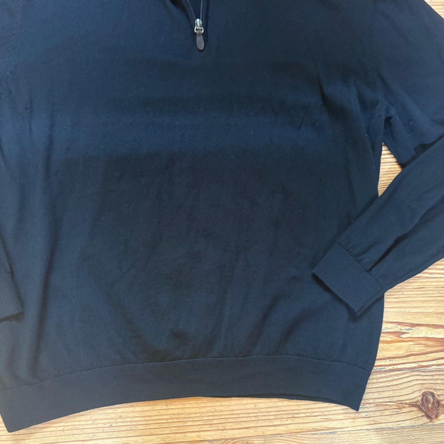 Turnbury black extra fine merino wool quarter zip henley mens sweater SIZE 2XB