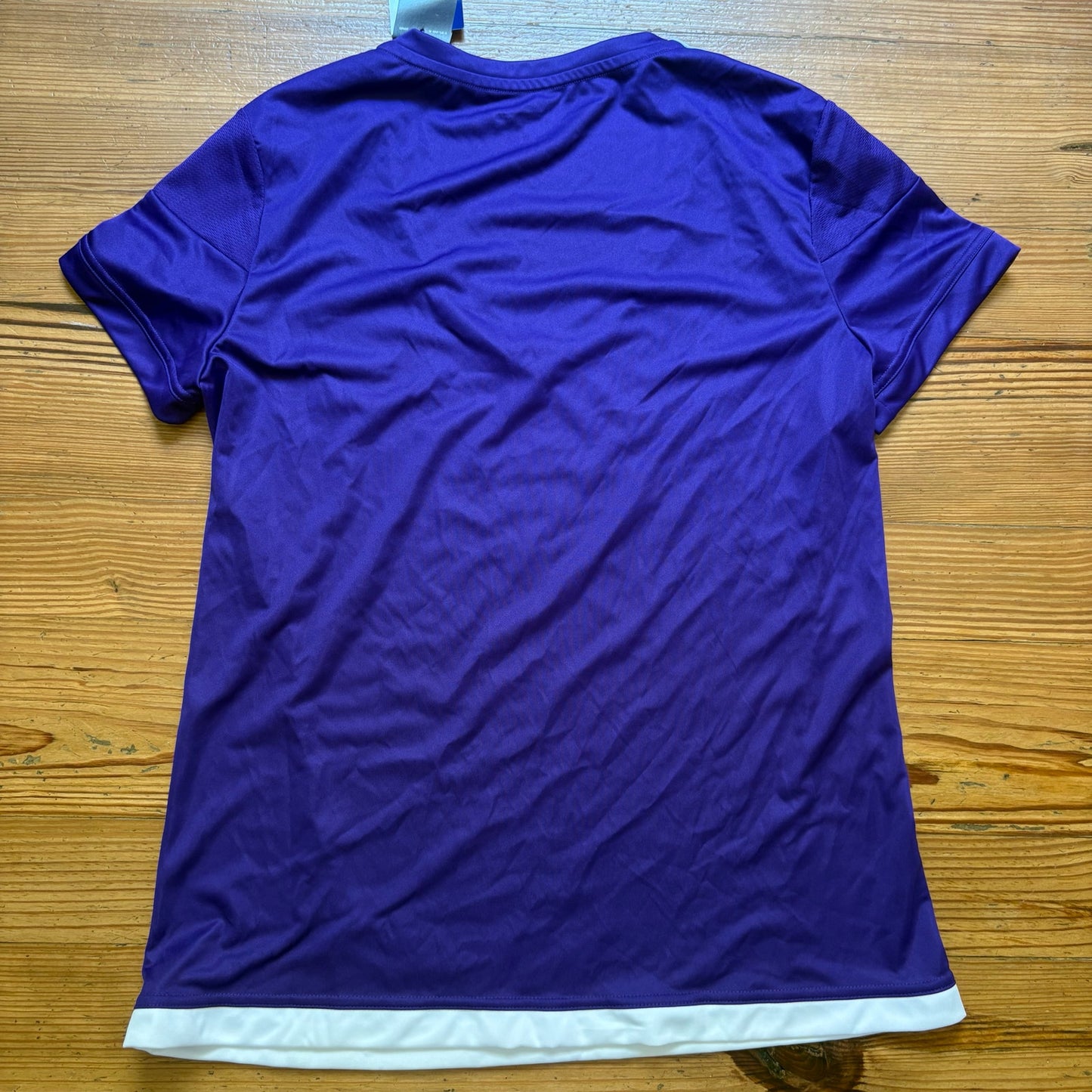 NWT Adidas Orlando City MLS purple white shirt sleeve womens jersey shirt SIZE L