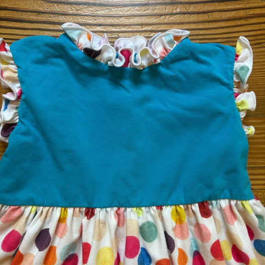 Chick and Chap blue colorful polka dot ruffle sleeveless toddler dress SIZE 3T