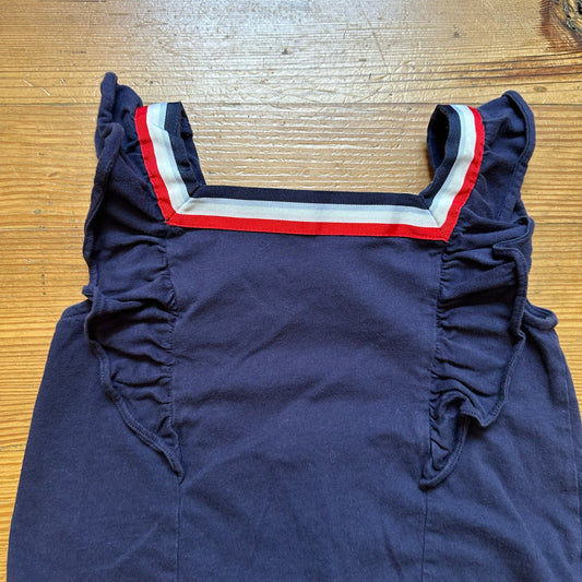 Janie and Jack blue with red white ruffle accents tank top SIZE 5