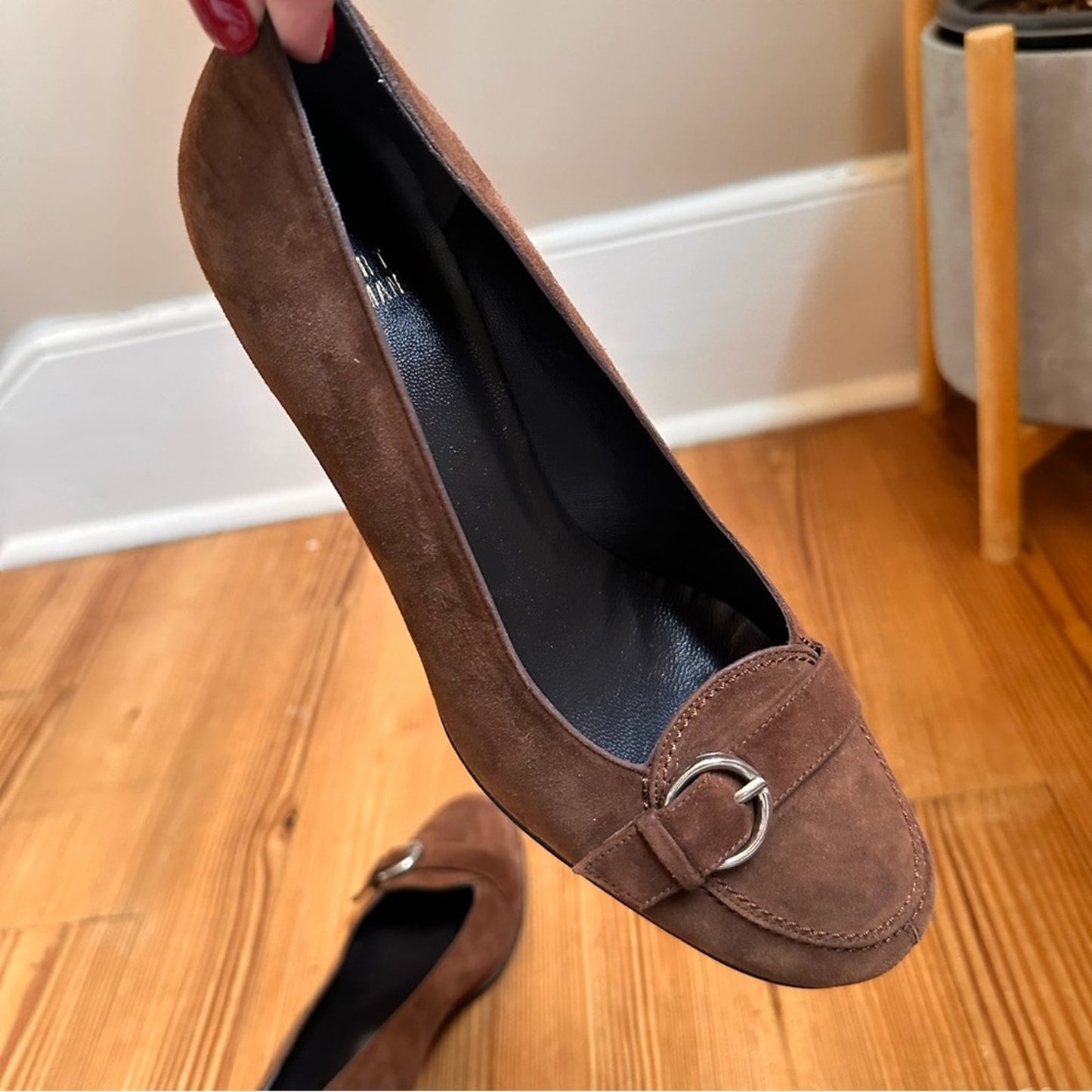 Stuart Weitzman brown suede leather kitten heel pump SIZE 7.5