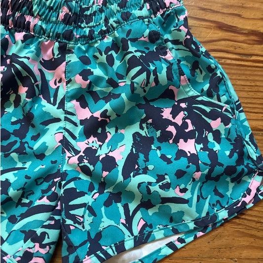 Columbia teal blue girls athletic floral pocket shorts SIZE S