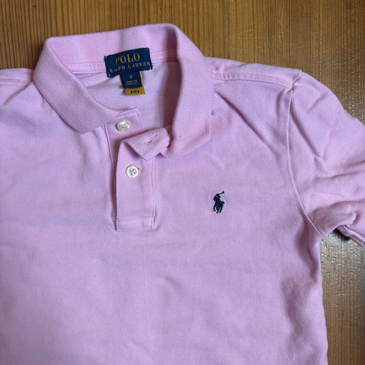 Polo Ralph Lauren pink navy pony short sleeve cotton polo shirt SIZE 6